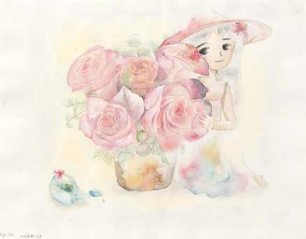 薔薇(バラ)と少女