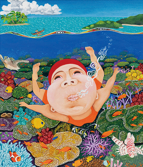 海の花畑をスイスイ泳ぐ