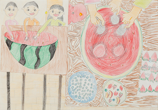 家族で1日中すいかパーティー